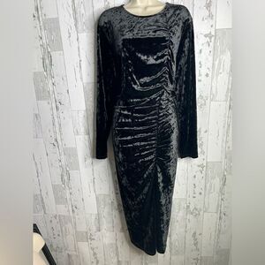 Future Collective Women Dress  Ruched Long Sleeve Open Back Black Size 1X NEW
